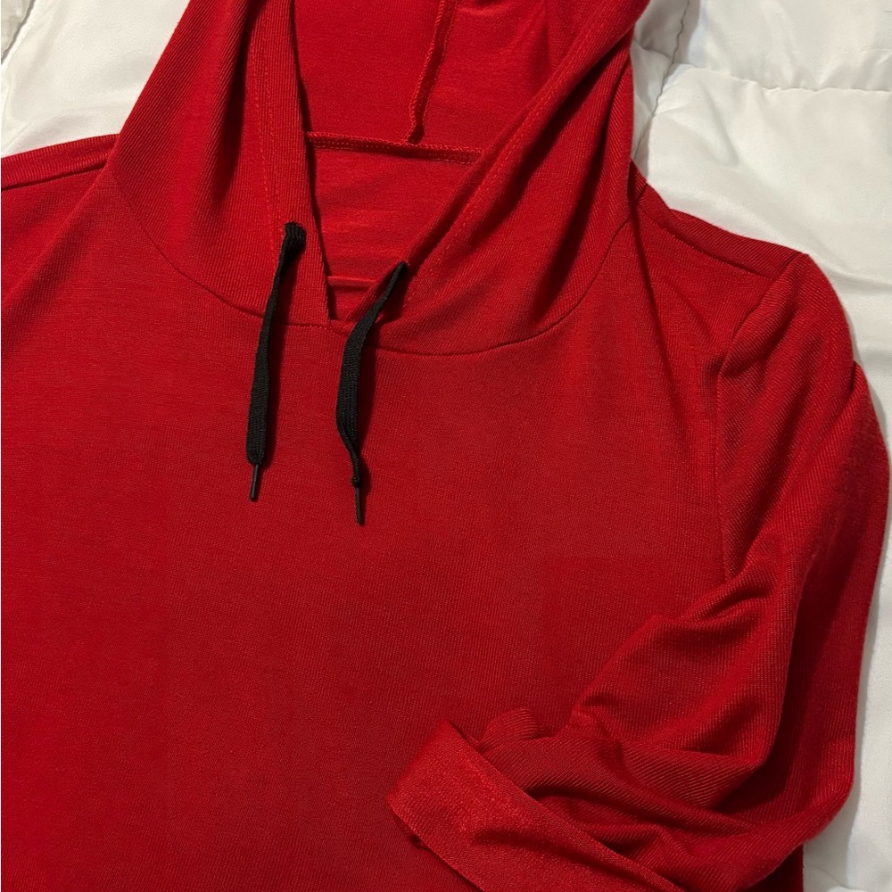 Red Hooded Relaxed Sweatshirt